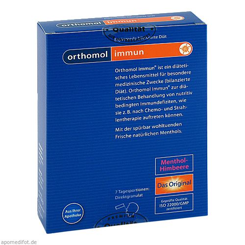 ORTHOMOL Immun Direktgranulat Himbeer/Menthol 7 St